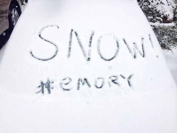 Photo from Twitter account of Joseph Mcbrayer, Campus Minister and Director of the Emory Wesley Fellowship at Emory University. (Photo from Jan. 28 snow storm.) Twitter: @jmcbray
