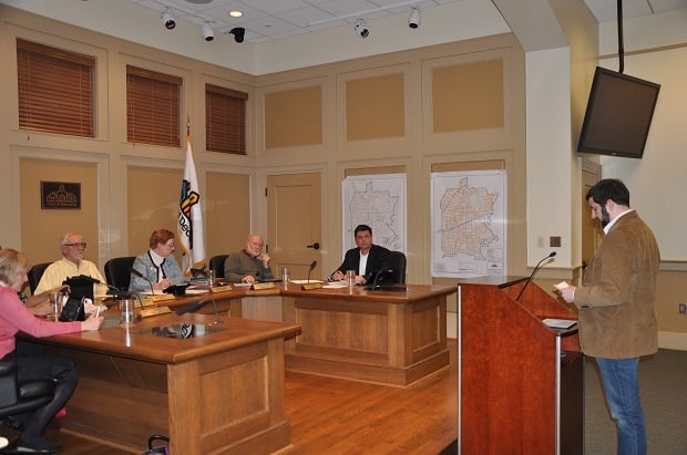 Andy Vocaire, a member of the Parkwood neighborhood, speaks to Decatur City Commissioners during their Feb. 3 meeting. Photo by: Dan Whisenhunt