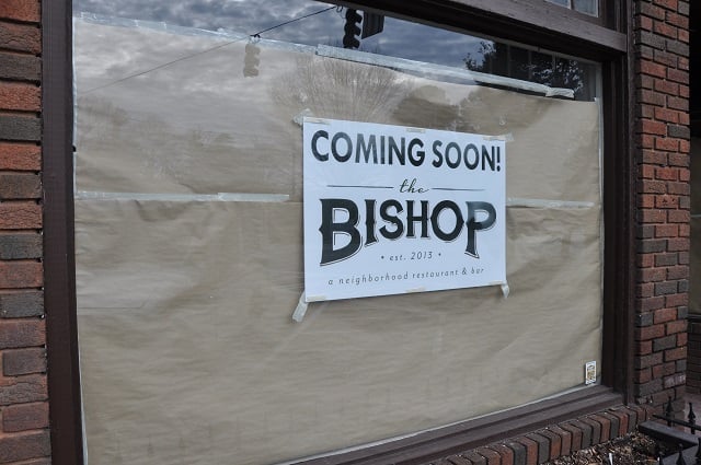 This is the window in front of The Bishop, which will open soon in Avondale Estates. Photo by: Dan Whisenhunt