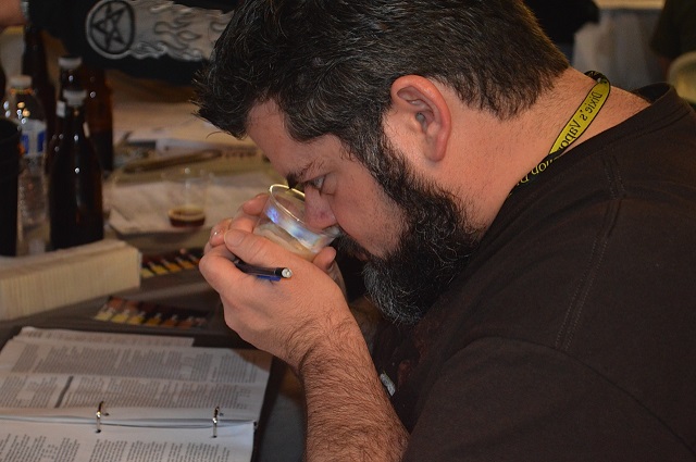 March 29, 2014: A judge at the Peach State Brew Off sniffing aroma of Imperial IPA. File Photo by Lauren Ragland