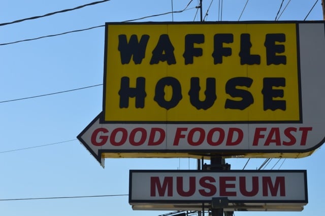The sign marking the famous Waffle House museum, in Avondale Estates, Ga. Photo by: Lauren Ragland