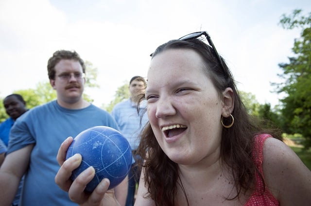 All About Developmental Disabilities created a social games league for young adults, connecting people with developmental disabilities to those without, in the 20 – 30 age range.  Photo courtesy of AADD.