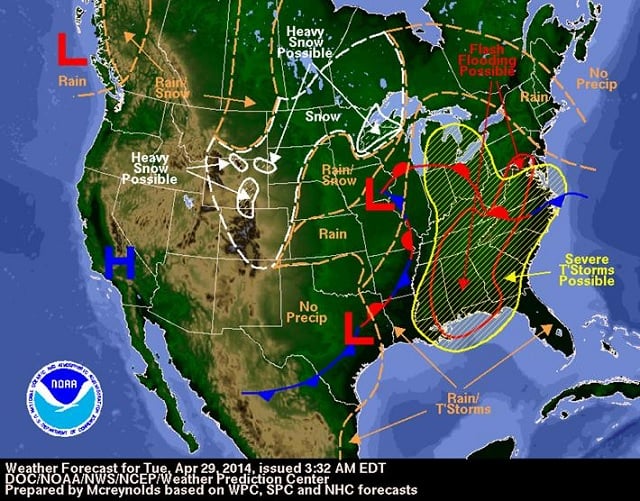 Weather map posted on the Decatur Minute blog. 