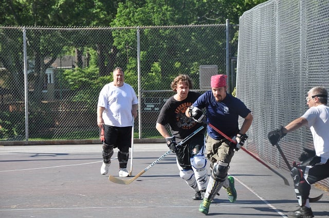 The Atlanta Street Hockey Club, on the grind at Bessie Branham in Kirkwood on Sunday, May 4. Photo by Dan Whisenhunt
