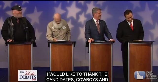 Screen grab of the Republican gubernatorial debate in Idaho, aka the most awesome debate of the decade. 