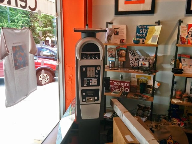 One of Decatur's new parking meters. The meters will be installed after the Decatur Arts Festival. Photo by Dan Whisenhunt