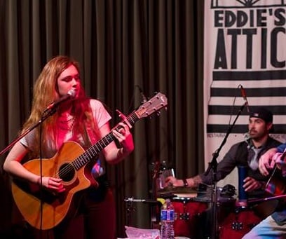 Photo of Sydney Rhame at a prior performance at Eddie's Attic in Decatur. Photo obtained via https://www.facebook.com/sydneyrhame