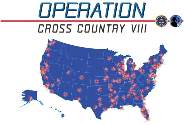 A chart of the FBI's Cross Country VIII investigation operations. Source: FBI