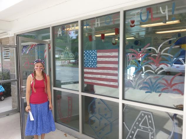 "Glenlake Pool. Amy (pictured) told me that Casey Richardson, recent DHS grad and pool manager, did all the artwork herself."