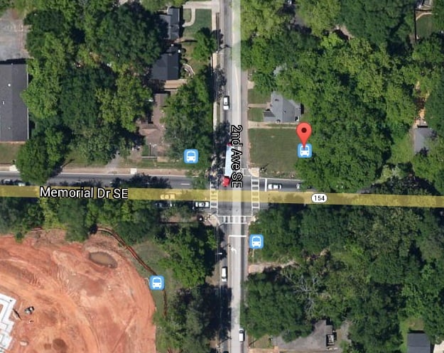 GDOT Is installing a new left turn signal at Memorial and 2nd Avenue. Source: Google Maps