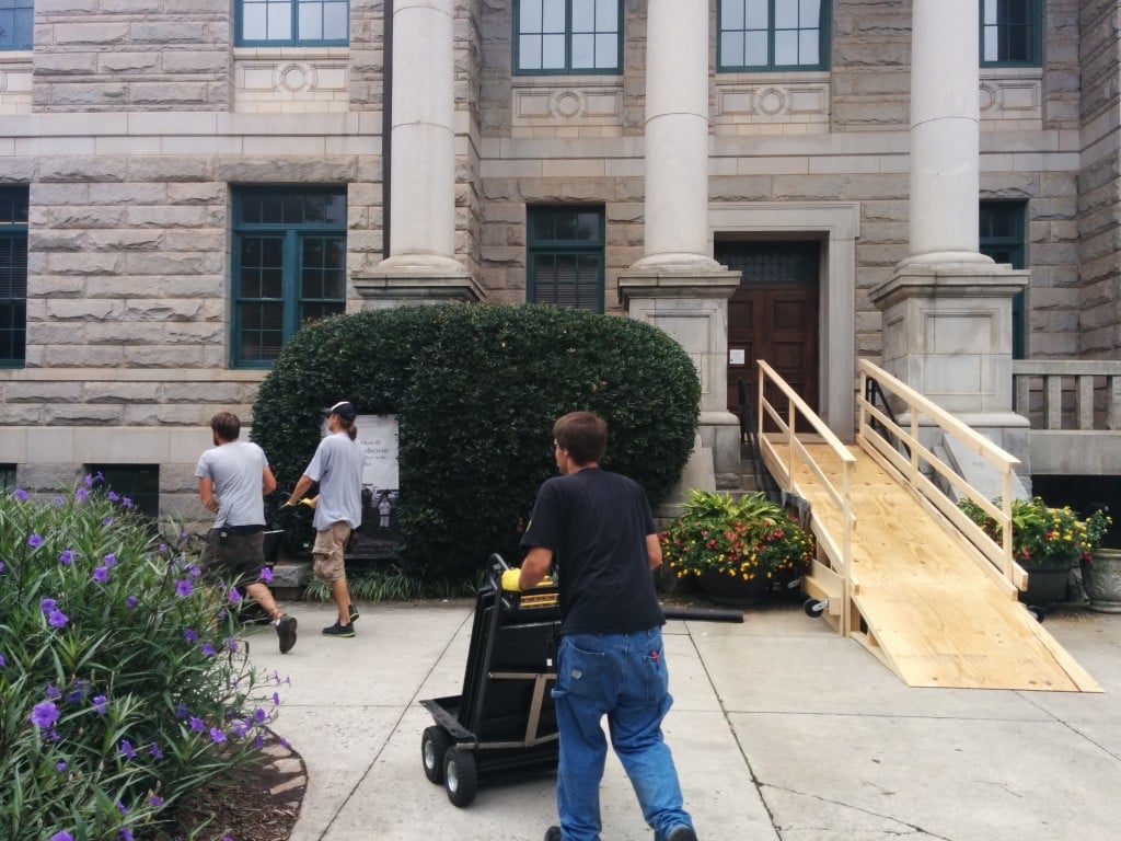 Crew filming  ABC’s “Resurrection"at the DeKalb County Courthouse in September, 2014. File photo
