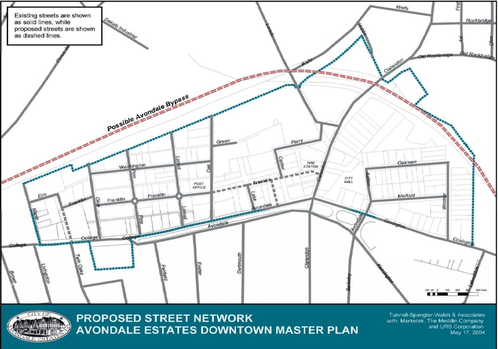 This is a slide from the city of Avondale Estates' 2004 Master Plan. It shows the proposed extension of Franklin Street.