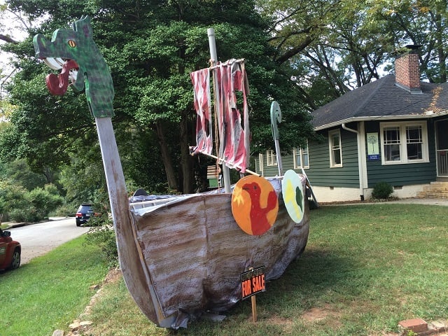 This Viking ship, parked in the front yard of a home on Adair Street, is a plunder at $150.