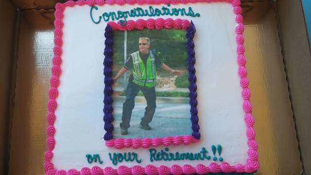 A cake from Strawn's retirement party. Photo provided by Chris Billingsley. 
