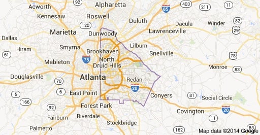 DeKalb County Georgia. Source: Google Maps.