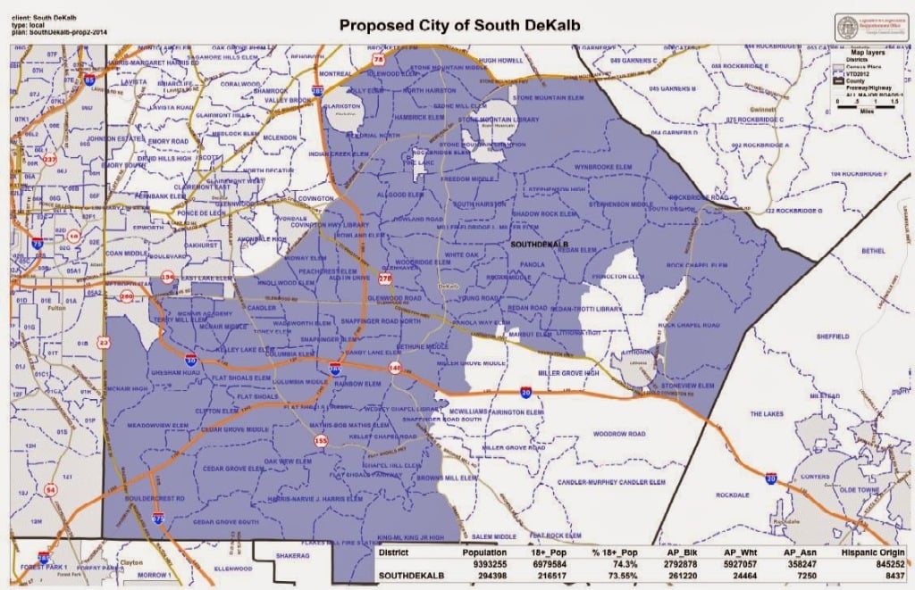 A map showing a proposed city of South DeKalb. Source: http://southdekalbcityhood.blogspot.com/