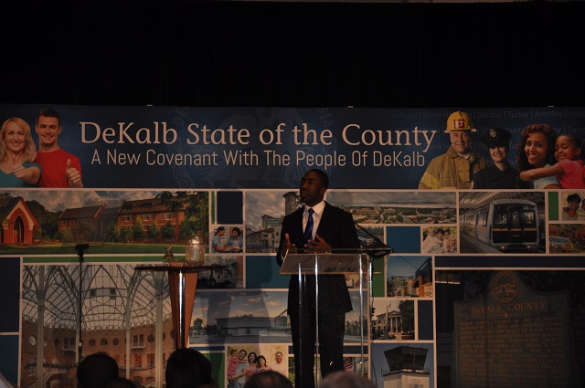 DeKalb County CEO Lee May delivers his State of the County address on Jan. 22, 2015. Photo by Dan Whisenhunt