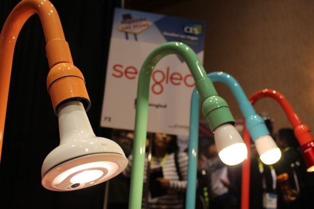 These smart bulbs from Sengled can also function as speakers, cameras, and microphones. Photo by Dena Mellick