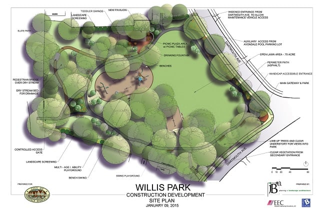 An updated rendering for proposed renovations to Willis Park in Avondale Estates.