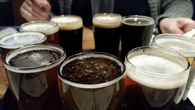 A flight of beers at Twain's in Decatur. Photo provided by Jill Nolin