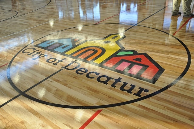 The floor of the new gym at the Ebster Recreation Center. Photo by Dan Whisenhunt