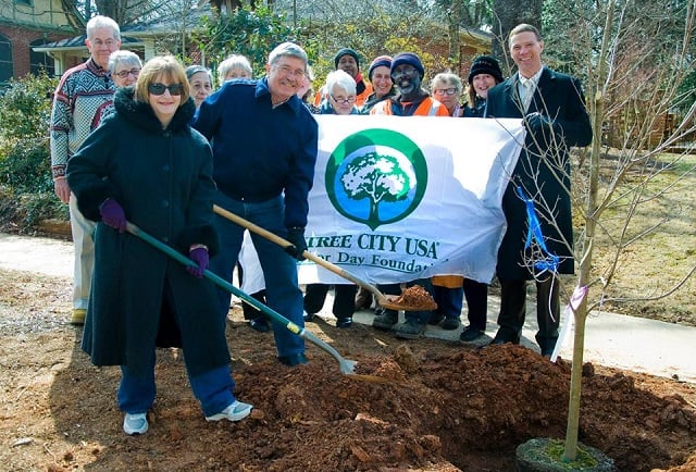 Feb. 20, 2015: Avondale Estates officials participate in a tree planting ceremony in celebration of Arbor Day. Photo provided by the City of Avondale Estates