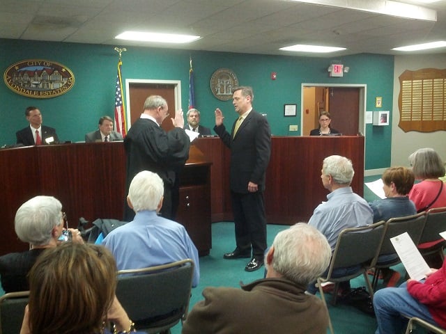Jonathan Elmore was sworn in as Avondale Estates mayor on Monday, March 23. Photo by Carey O'Neil