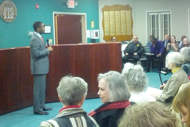 DeKalb County CEO held a town hall meeting in Avondale Estates on Thursday. Photo by Carey O'Neil