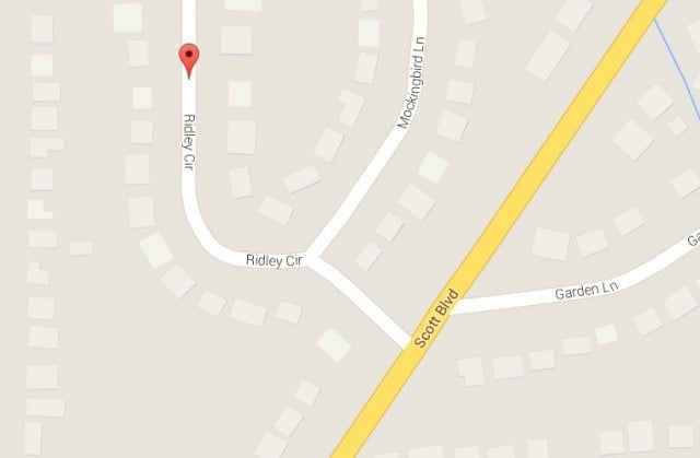 Intersection of Ridley Circle and Scott Boulevard. Source: Google Maps