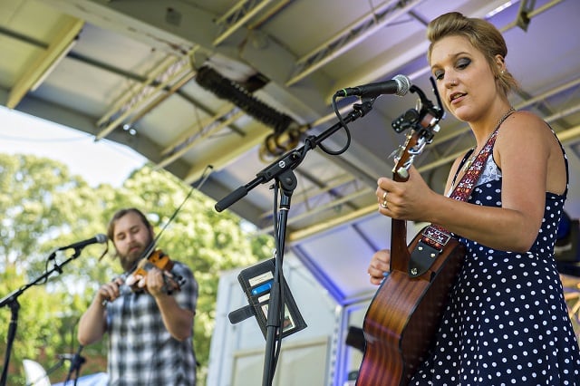 Stephanie Caron (right) and Evan Hart perform on stage during the Kirkwood Spring Fling. File Photo: Jonathan Phillips