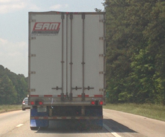The Sam Fleet truck that nearly killed us. Jerk ass. 