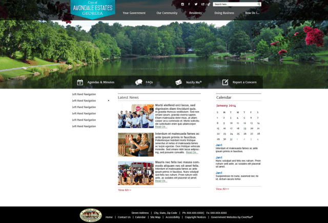 A website mockup from the City of Avondale Estates. The city is requesting feedback on the design.