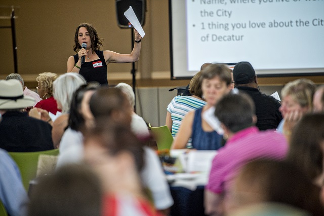 Ashley Cooper leads  the Community Action Planning Cafe Conversation. Photo: Jonathan Phillips