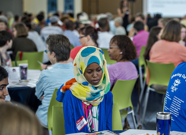 Fardosa Hassan participates in the Community Action Planning Cafe Conversation. Photo: Jonathan Phillips