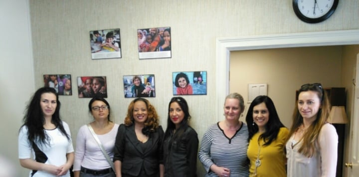 Some of the women the Refugee Women's Network has assisted. RWN Executive Director Tara Hall is third from the left; RWN's Sandra Achury is second from the right. Photo provided by RWN.