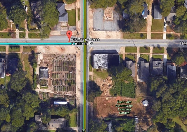 A map showing the site of the proposed development at 2nd Avenue and Hosea Williams. Source: Google Maps 