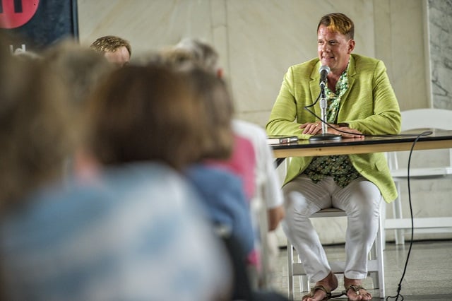 Author Jamie Brickhouse speaks to the crowd about his newest book during the Decatur Book Festival on Saturday. Photo: Jonathan Phillips