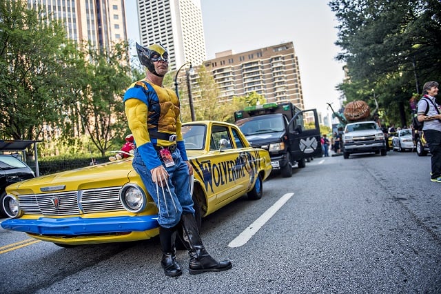 James Shoemaker stands by his car as he waits for the start of the annual DragonCon Parade in Atlanta on Saturday. Photo: Jonathan Phillips
