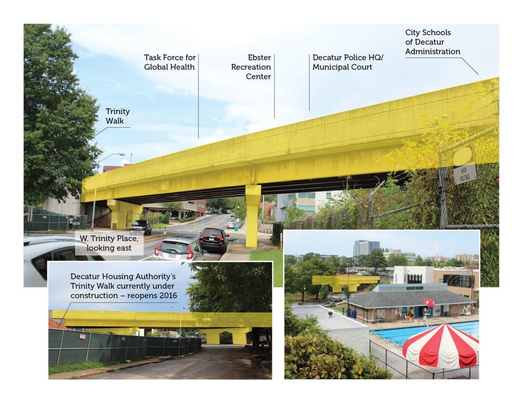 The city of Decatur says the mural will go on both sides of the overpass and on the pilings as depicted in this photo.