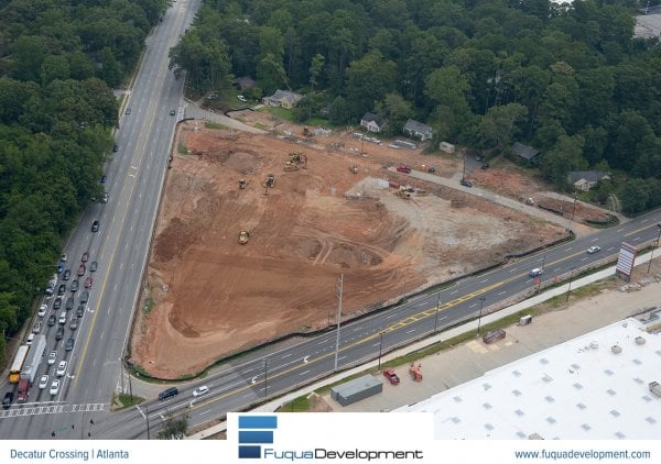 Fuqua Development's aerial photo of the cleared land at Decatur Crossing.