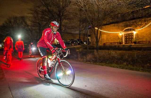 Around 50 cyclists head up the Atlanta Beltline's Eastside Trail for the annual Atlanta Christmas Ride on Wednesday evening. Photo: Jonathan Phillips