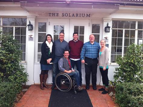 The Community Center of South Decatur Grant Ceremony on Dec. 21, 2015. (L to R): Kate Baltzell of Woodland Gardens, Michael Vajda of Synertia Partners Festival Chairman, Brian Smith City of Decatur Commissioner, Paul Mitchell MLK Service Project Chair, Cindy Weiss Solarium Executive Director and Scot Hollonbeck CCSD Board Chair. Photo from CCSD