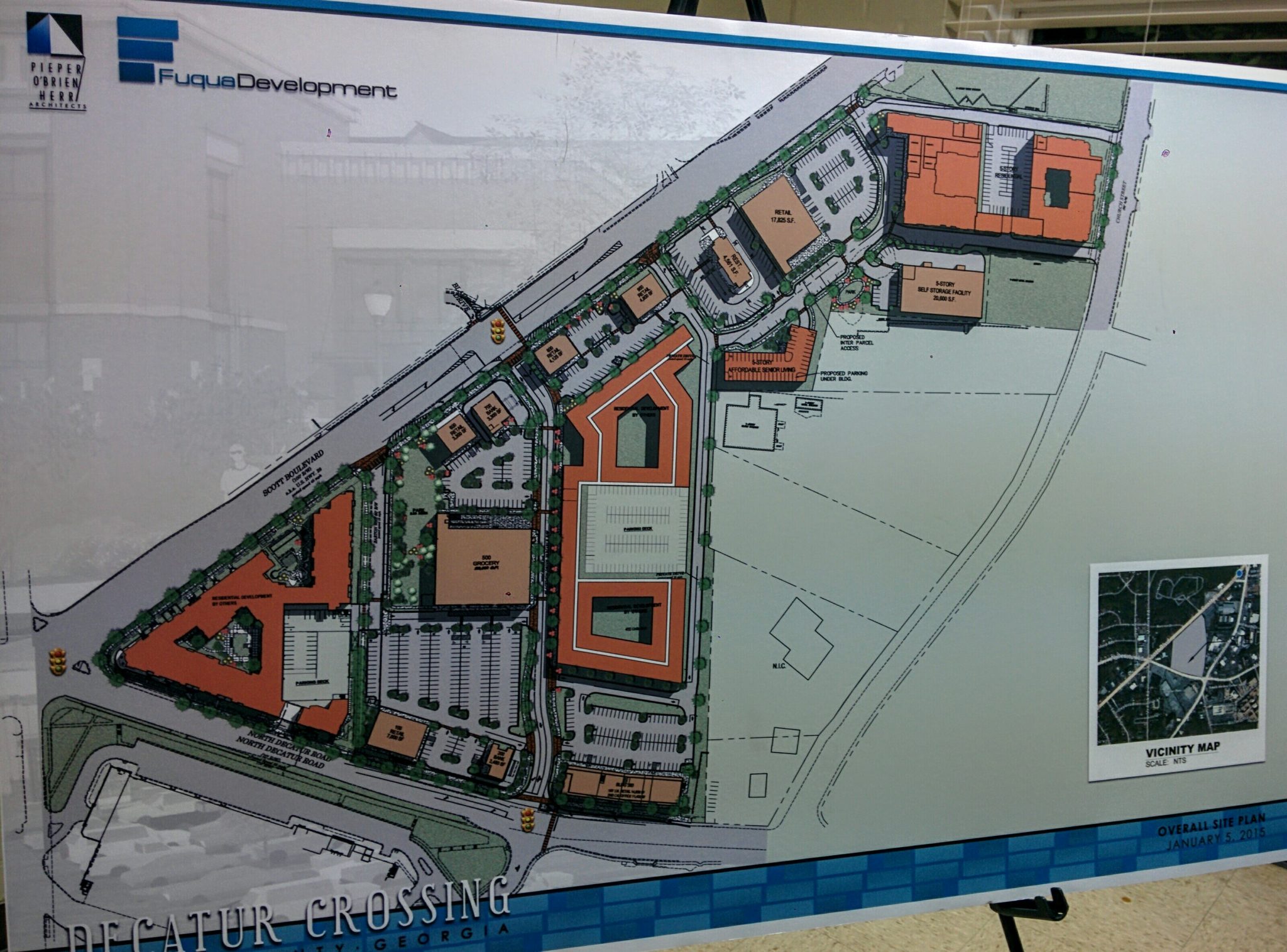 This rendering shows all three phases of Fuqua's Decatur Crossing development. Click to enlarge. 