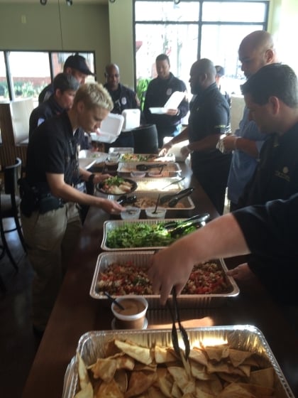Decatur first responders enjoyed a taste of Taziki's on New Year's Eve. Photo provided by Taziki's