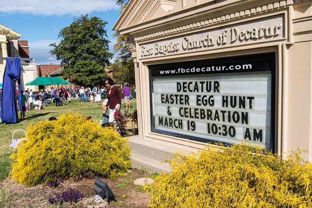 The annual Decatur Easter Egg Hunt is held at the First Baptist Church of Decatur.