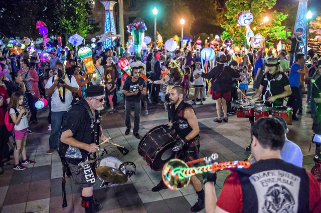 The Black Sheep Ensemble play perform in Decatur Square during the third annual lantern parade on Friday. Photo: Jonathan Phillips