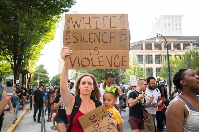 Photo of the July 7 protest by Steve Eberhardt.