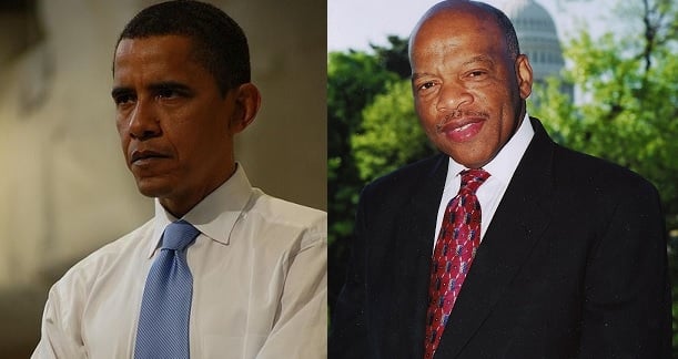 Left: U.S. President Barack Obama. Right: Congressman John lewis