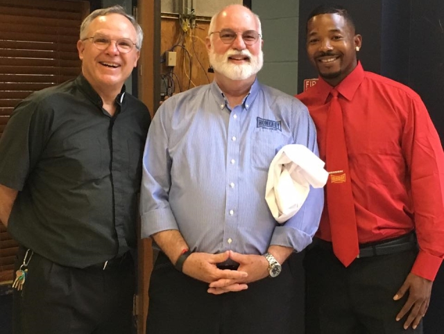 (Left to right) Fr. Mark, Fr. Greg Boyle, Michael Jenkins Photo from St. Thomas More
