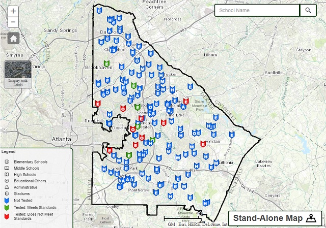 DeKalb County Schools' lead testing map. Source: http://www.dekalbschoolsga.org/lead-testing/